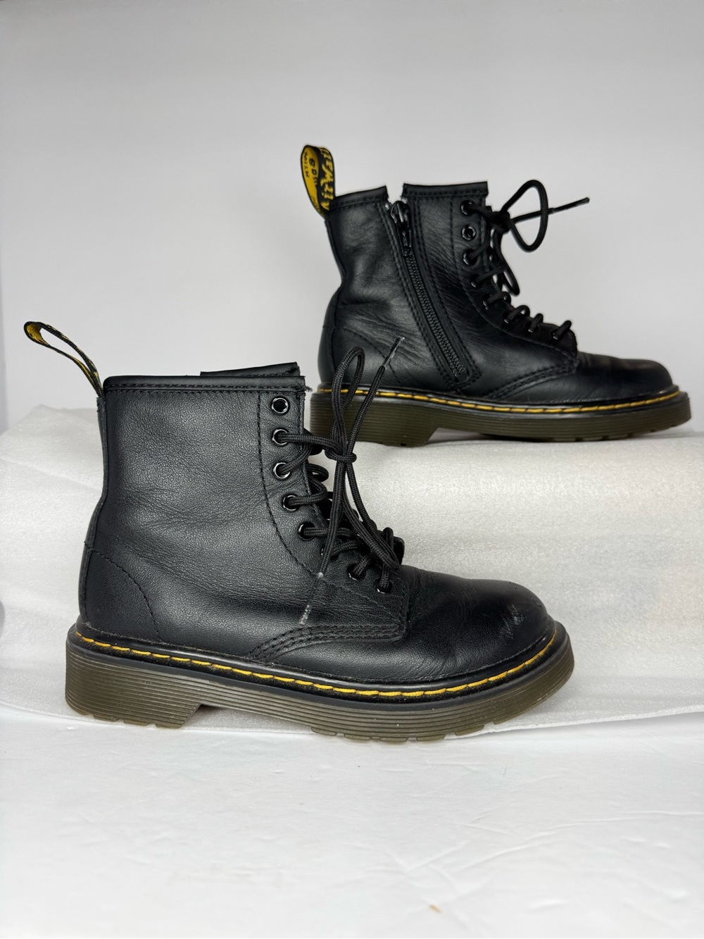 Kids Dr. Martens Kids' Black Leather Lace-Up and side zip Boots